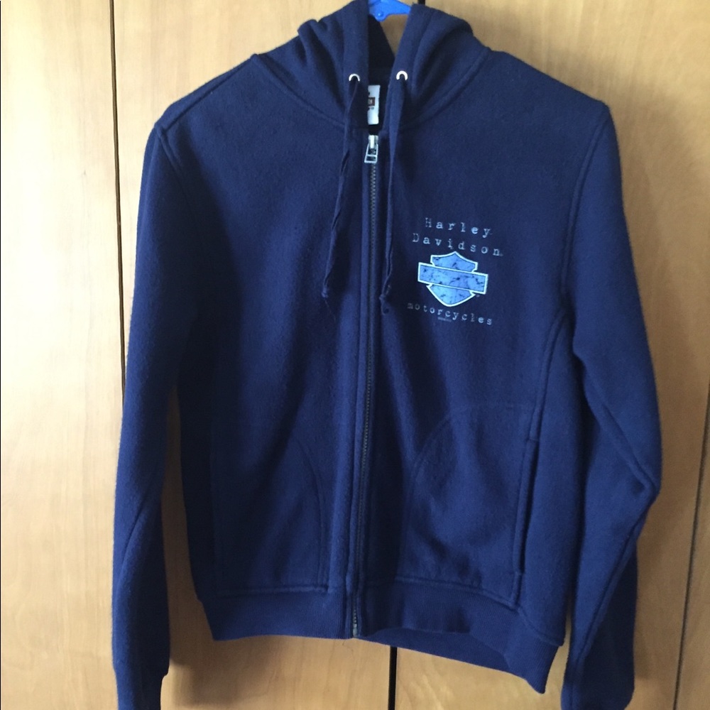 Women’s blue Harley Davidson zip up hoodie